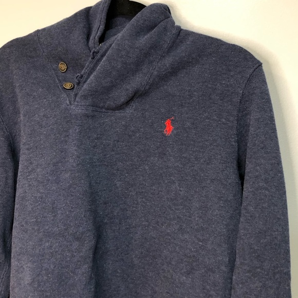 Polo Ralph Lauren Men's Blue Pullover Crossover Button Collar - Picture 4 of 5